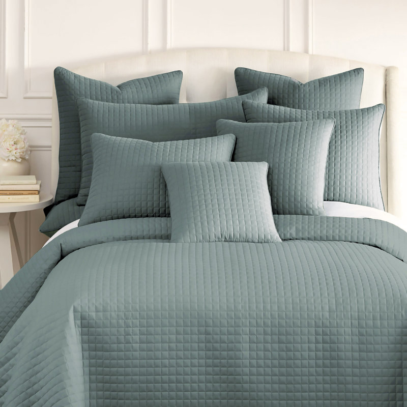 Southshore Fine Linens Vilano Quilted Sham Covers, Double-Brushed Microfiber Square-Stitched Pillow Shams with Piped Edges, Set of 2, 20" x 26" , Steel Blue