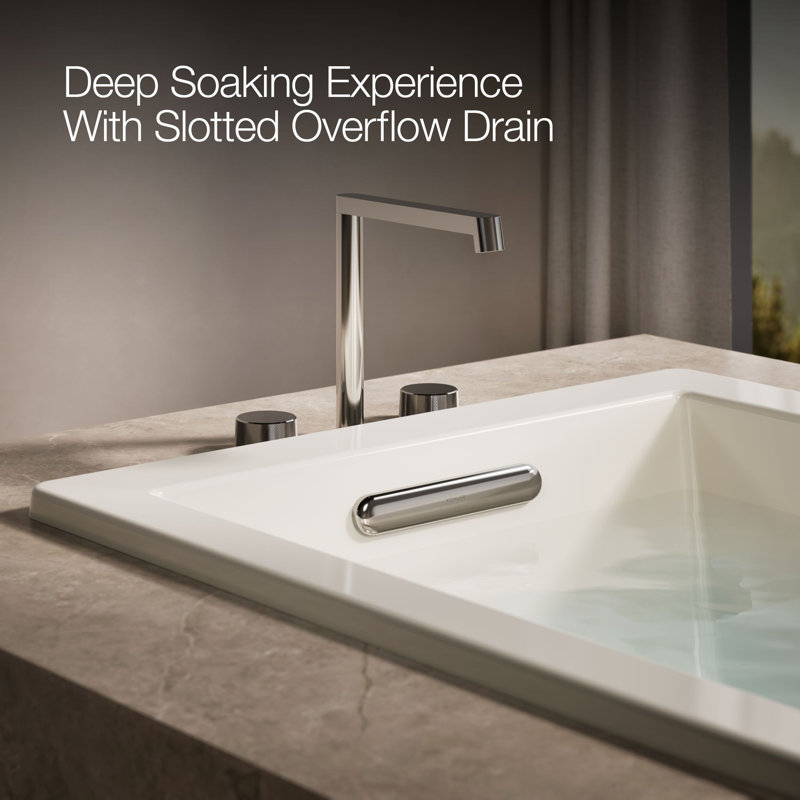 Whirlpool Bath with Reversible Drain, Biscuit