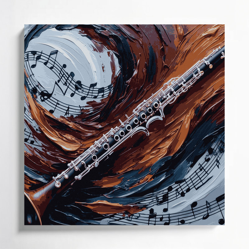 «Music Bass Clarinet», toile mauve, 32" H x 32" W