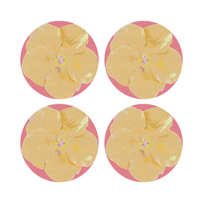 Hibiscus Vegan Leather Round Pebble Placemat