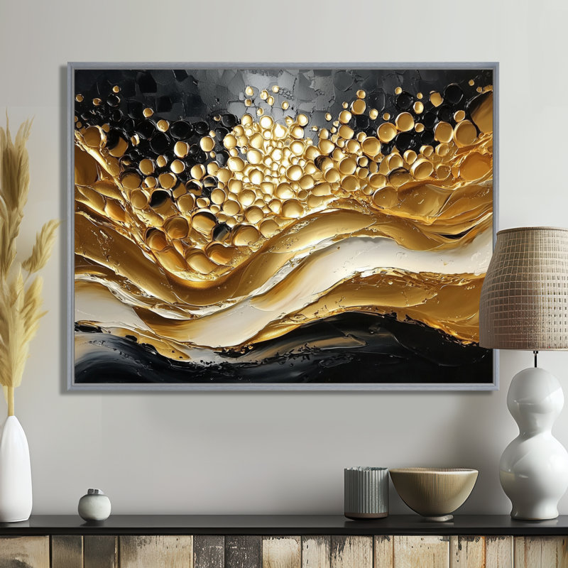 Almeida Golden Passage To Transitional Art III - reproduction d'art sur toile encadrée transitionnelle, Argent argent