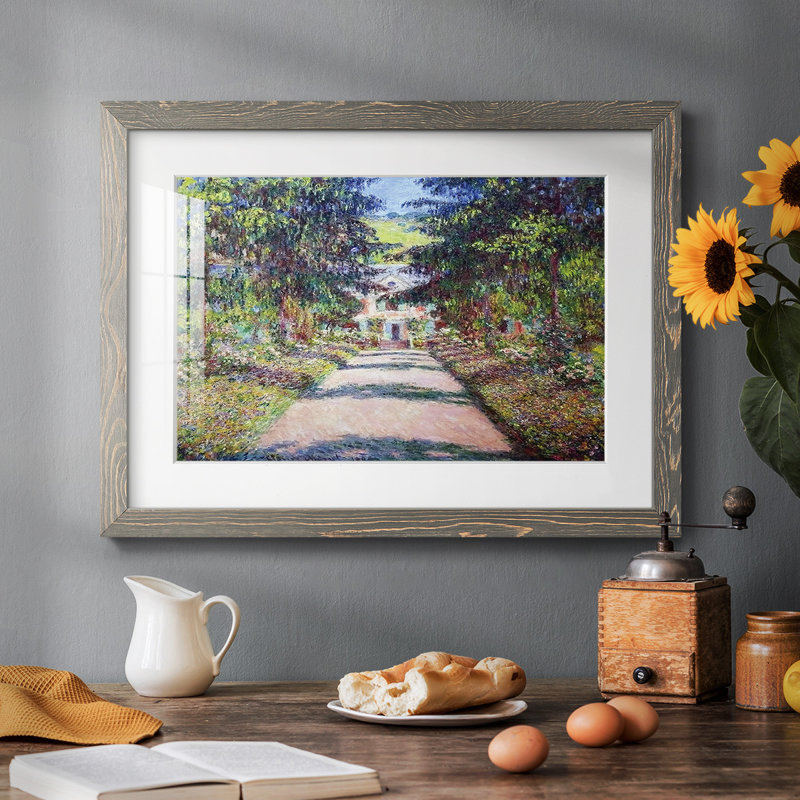 Sentier dans le jardin de Monet à Giverny, 1900, reproduction d'art sur papier, H 26 po x l 38 po, Gris