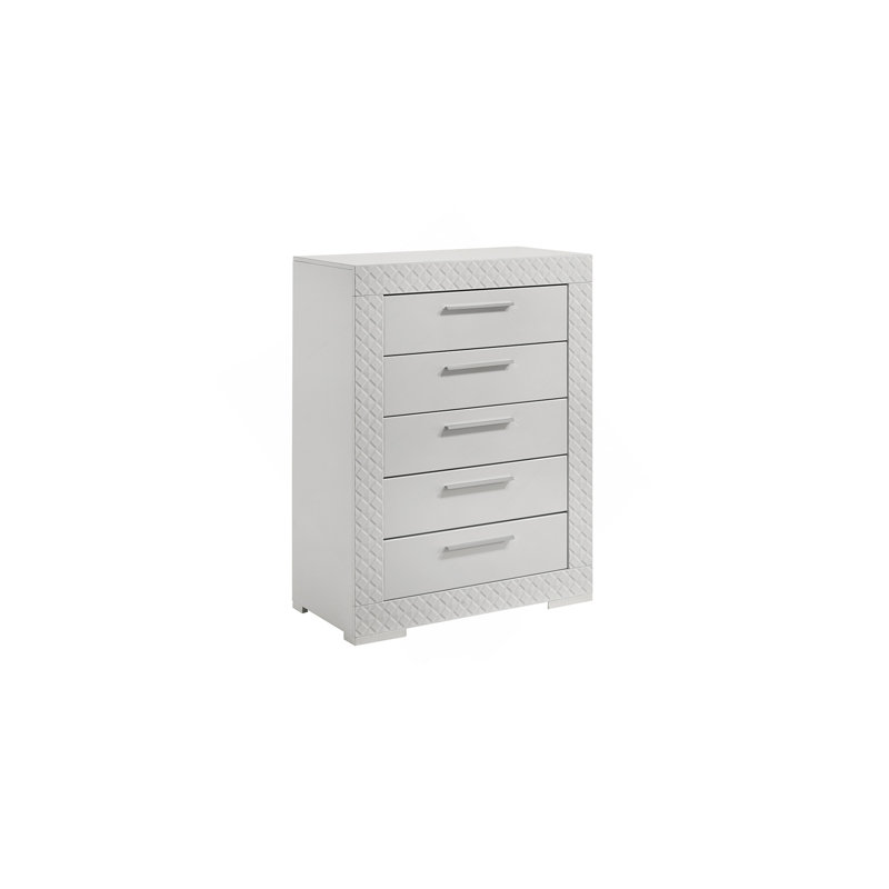 Commode 5 tiroirs en bois blanc Blanca