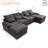 130” U-Shaped Sofa with Console & Cupholders – 4-Seat Upholstered Sleeper Couch Set, Gray-340364911