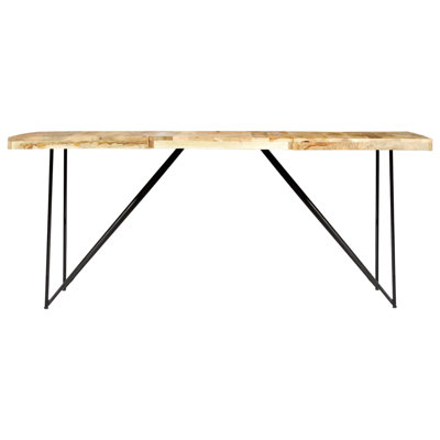 Ancheta Solid Wood Top Metal Base Dining Table