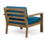 Fauteuil club en bois d'acacia Santa Ana avec coussins, brun et bleu sarcelle