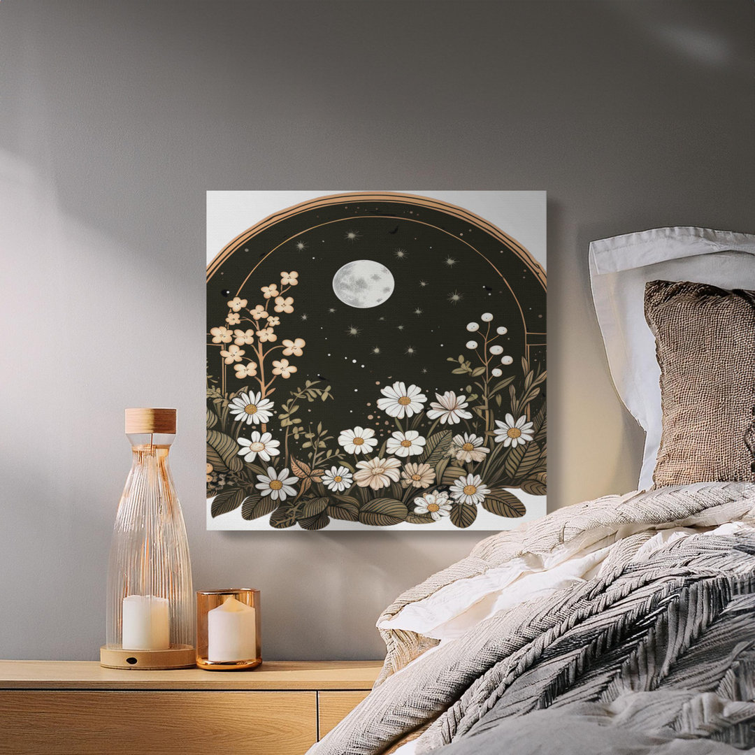 Moonlit Floral Arch Night Garden Canvas Print