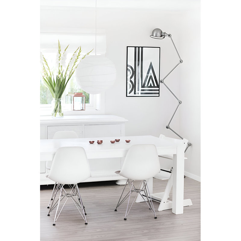 16.5'' H Dining Chair, White, Silver, 3