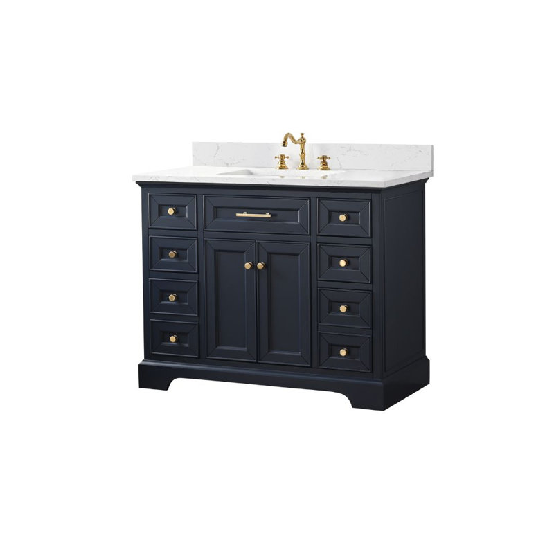 Thompson 42" W Single Bathroom Vanity, Indigo Blue/Brushed Gold
