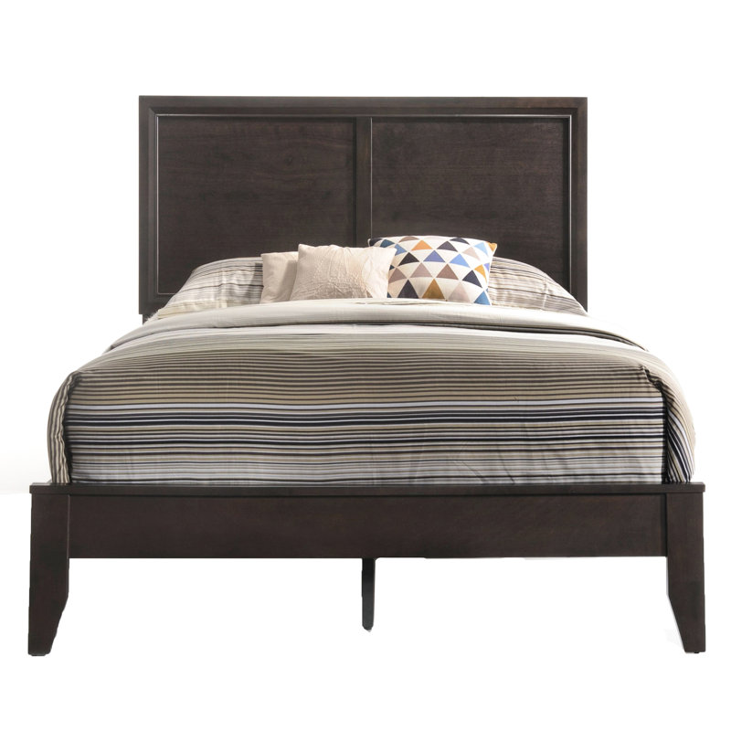 Grand lit à panneau avec tête de lit rectangulaire Finish pour une chambre à coucher élégante et stable