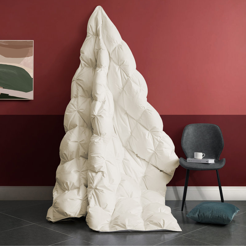Édredon en duvet d'oie d'hiver avec tissu en coton biologique 300 fils, Grand lit, Blanc