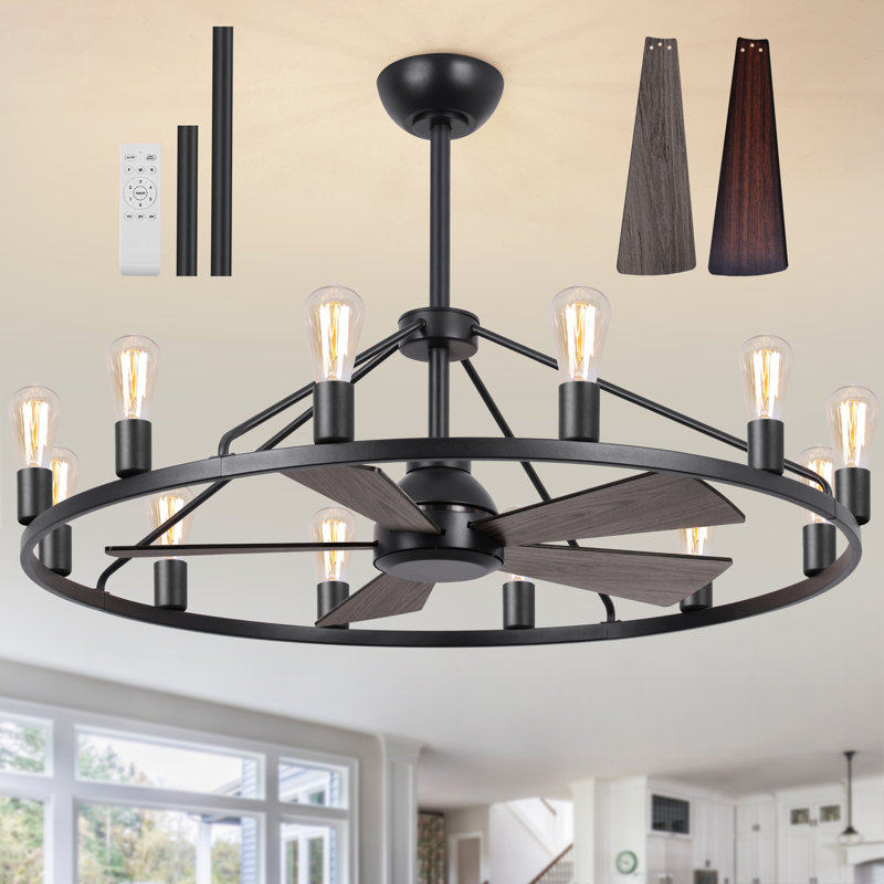 Ventilateur de lustre à roulettes de 41 pouces, Noir