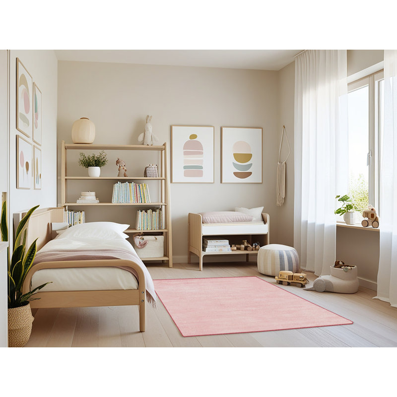 Tapis de zone rose contemporaine, Rectangle 3 pi x 5 pi