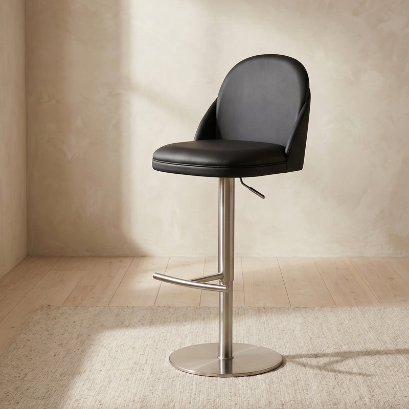 Tabouret de comptoir pivotant à 360 degrés Finta, Noir / argenté