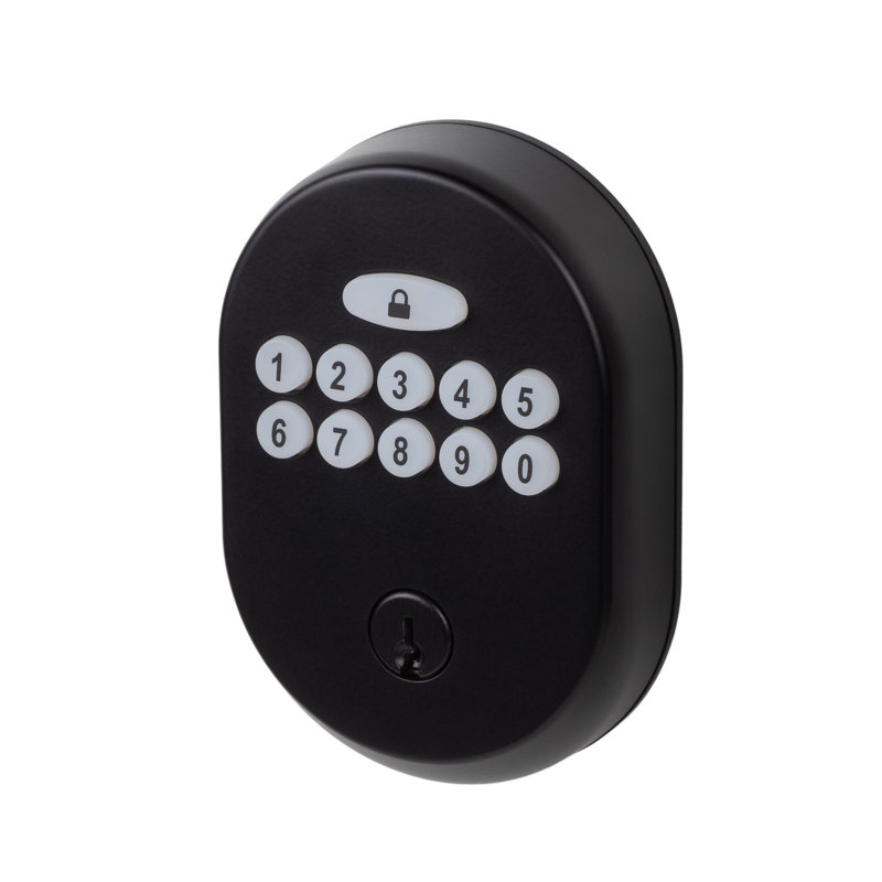 Verrou de sûreté à clavier électronique, rond, noir mat, Dos plat