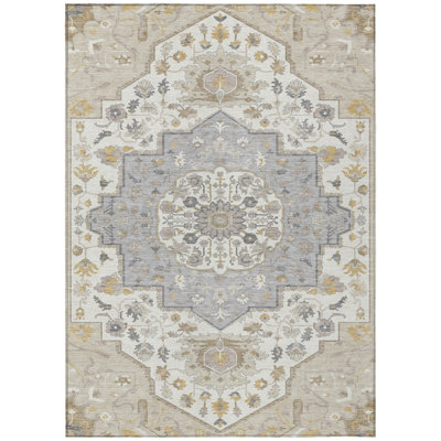 Lidia Brown Washable Indoor-Outdoor Rug - 