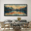 «Abstract Landscape», orange, vert, paisible, lac, forêt, très grande œuvre d'art, photo murale encadrée-98042555-111375995