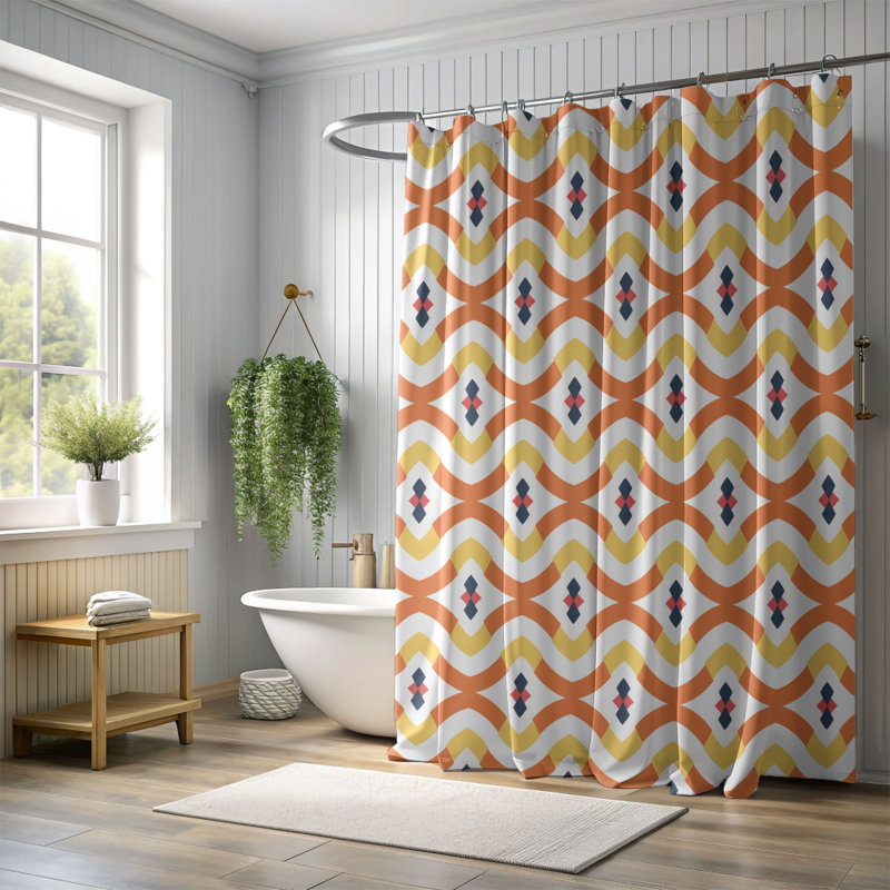 Rideau de douche Tile Yellow - Premium, H 74 po x l 71 po