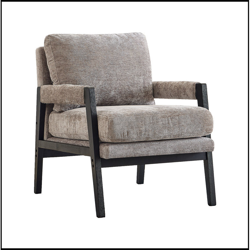Fauteuil d'appoint rembourré en chenille de style Mid-Century, Gris