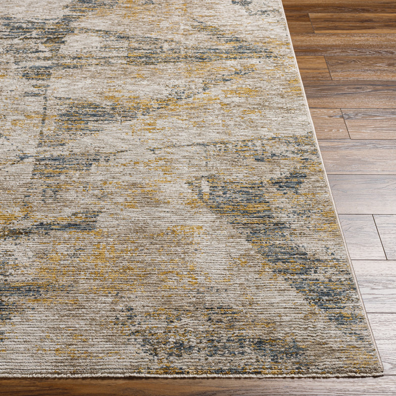 Abstract Machine Woven Polyester Area Rug in Gray, Rectangle 10' x 14'