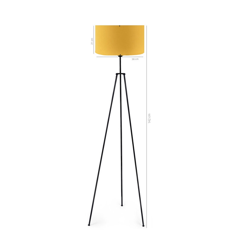 Lampe trépied Clary 149cm, Jaune