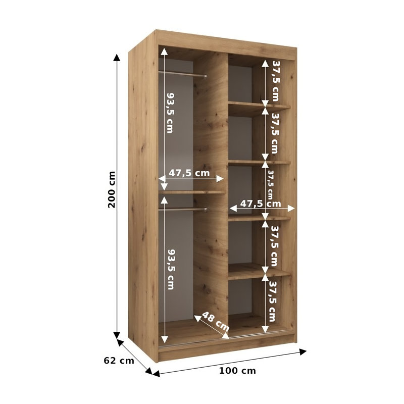 Aba 2 Door Manufactured Wood Wardrobe, Sonoma Oak