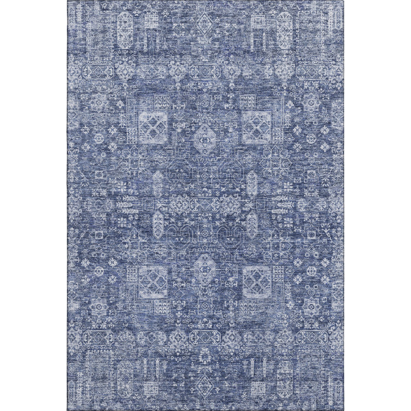 Premium Machine Washable Cerrito Navy Rug, Rectangle 9' x 12'