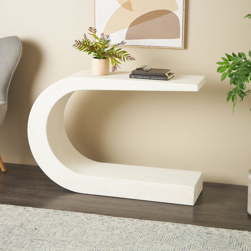 Cole And Grey Wooden C-Shaped Console Table