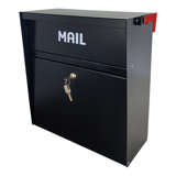 Rainproof Wall Mount Mailbox With Outgoing Mail Flag And Holder, Rainproof Anti-fishing Locking Mailbox, Heavy Duty Residential Security Mailbox, Payment Drop Box With Lock, Black