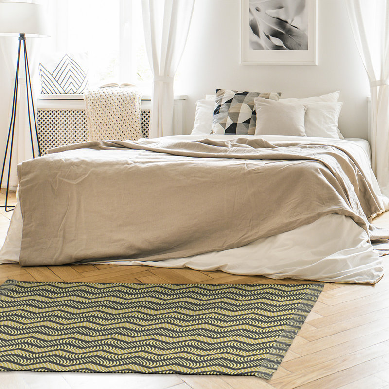 Tapis de zone jaune à chevrons ondulés, Non