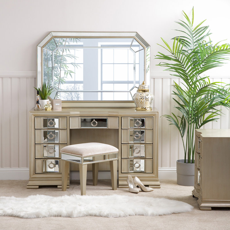 Alaettin Wood Flat Floor Mirror, Rose Gold