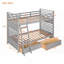 Lit superposé simple en bois avec deux tiroirs - gris (peu encombrant, robuste et durable)-769078322