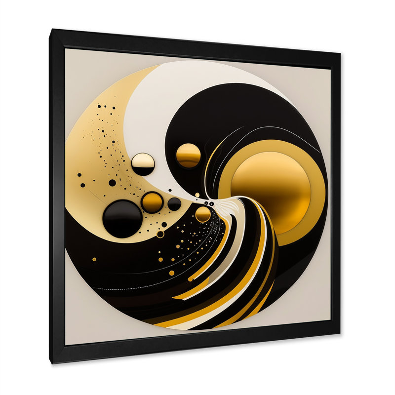 Nel Golden and Black Sphere IV - reproduction sur toile, Impression noire sur toile encadrée, L 16 po x H 16 po