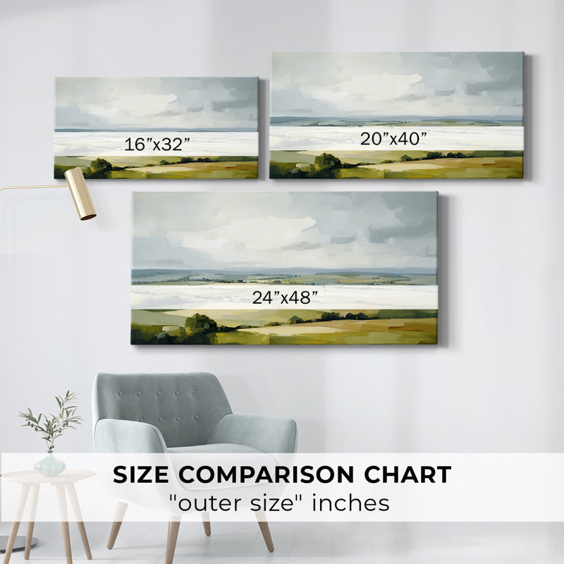 Paysage, série CLCL-VI, toile tendue avec châssis, prête à être accrochée, H 24 po x l 48 po