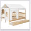 House Bed With 2 Large Drawers, Side Bookshelf With LED Strip