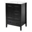 Meuble-lavabo de 24 po avec lavabo, une armoire avec porte à fermeture en douceur, 3 tiroirs à fermeture en douceur, poignées en métal rétro, noir