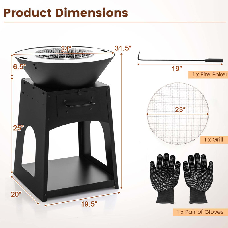 Barbecue au charbon 20 W Costway