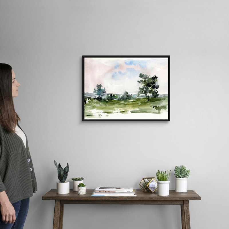 «Mauve Sunset II» par Ethan Harper - reproduction d'art, Cadre noir, H 20 po x l 26 po x P 1,75 po