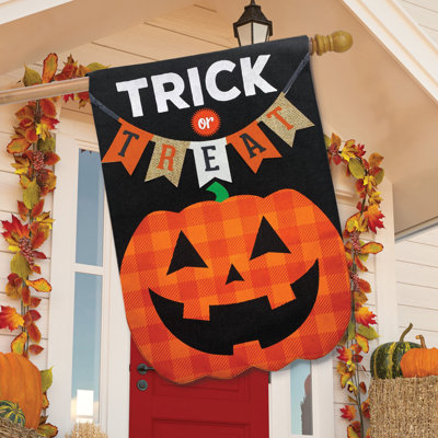 Drapeau de maison d'Halloween citrouille