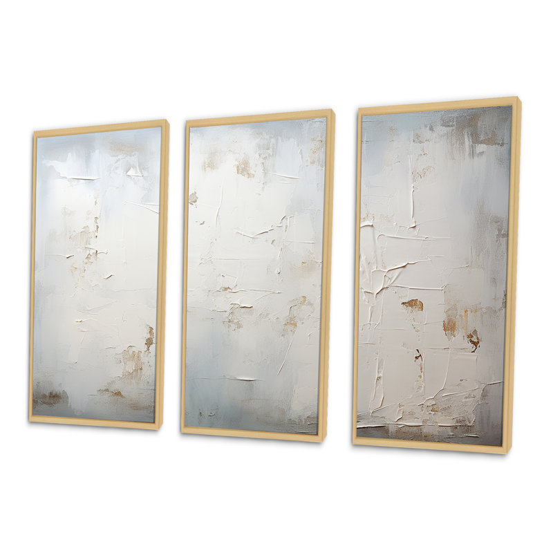 Abstract Empty Canvas Horizon - Minimalism Wall Decor Set, 28" H x 36" W x 1" D, Natural Floater Framed