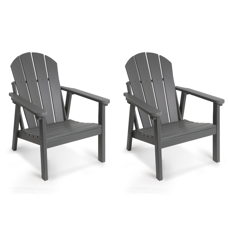 Allissa Outdoor Adirondack Set, Gray