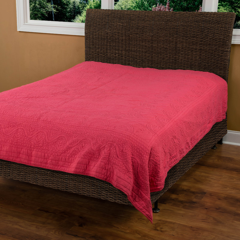 Moroccan Fling Modern & Contemporary Cotton Quilt, Coral, Queen Quilt
