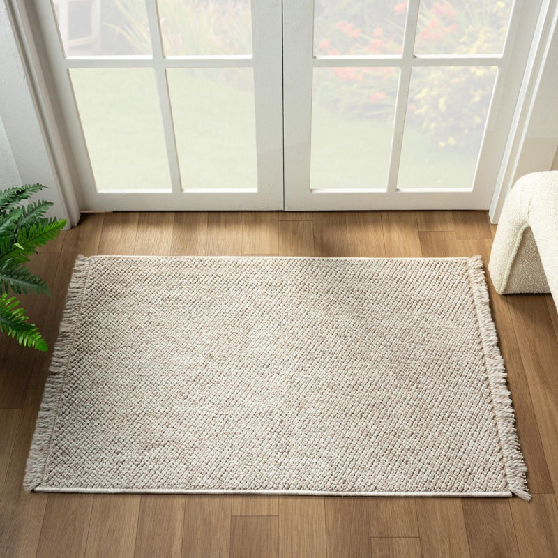 Tapis texturé à franges, Rectangulaire 2 pi x 3 pi, Beige
