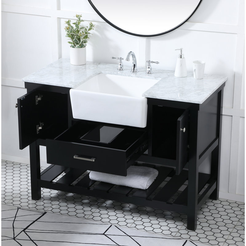 Ensemble de meuble-lavabo simple 48 po Pelaghia, Noir, noir, noir, noir
