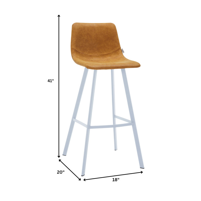 Voshon Leather 41” Counter Height Bar Stool With Stainless Steel Legs, Light Brown