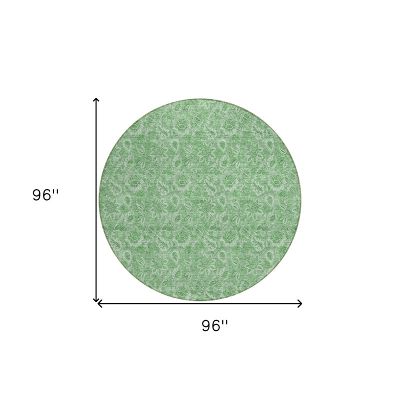 Tapis intérieur lavable floral rond vert et artichaut 8 pi HomeRoots