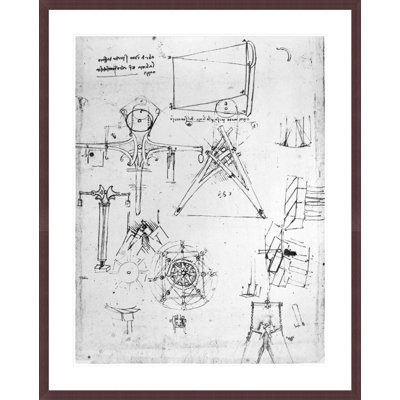 Fol. 392r-b from the Codex Atlanticus 1478-1518 (pen &amp; ink on paper) by Leonardo da Vinci -Framed Giclee Print