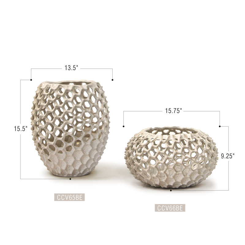 Lunaria Vase, 15.5" H x 13.5" W x 13.5" D