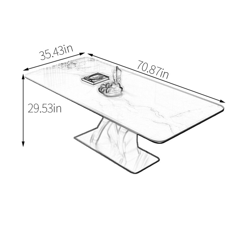 Sintered stone ‘N’ shape dining table, 29.53"H x 70.87"L x 35.43"W