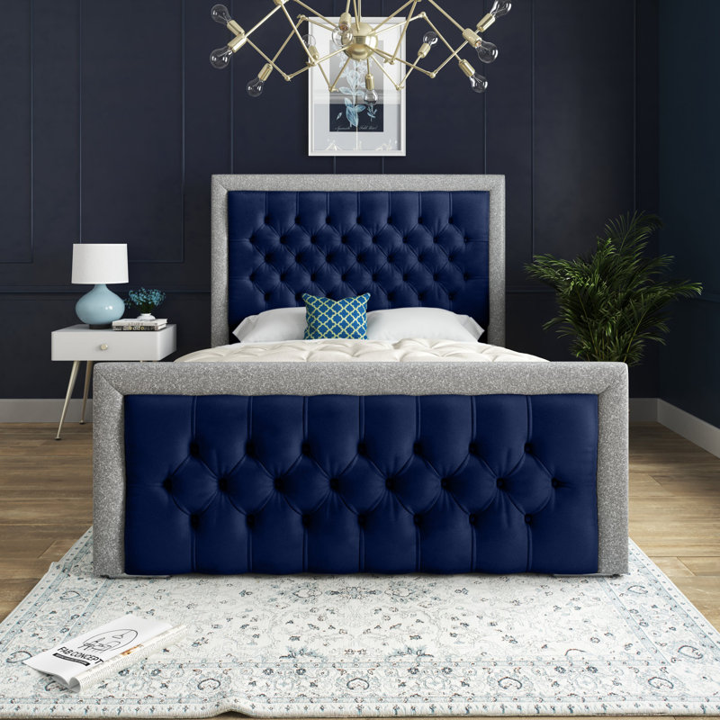 Cheltenham Bed With Headboard - Super King - 6Ft - Blue, Blue, Small Double (4')